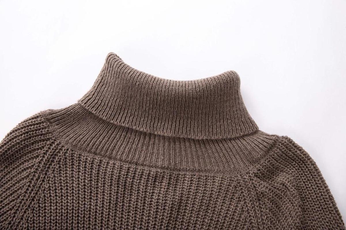 Oversized Turtleneck Cape Sweater For Women - Versatile Knit Shawl Coat