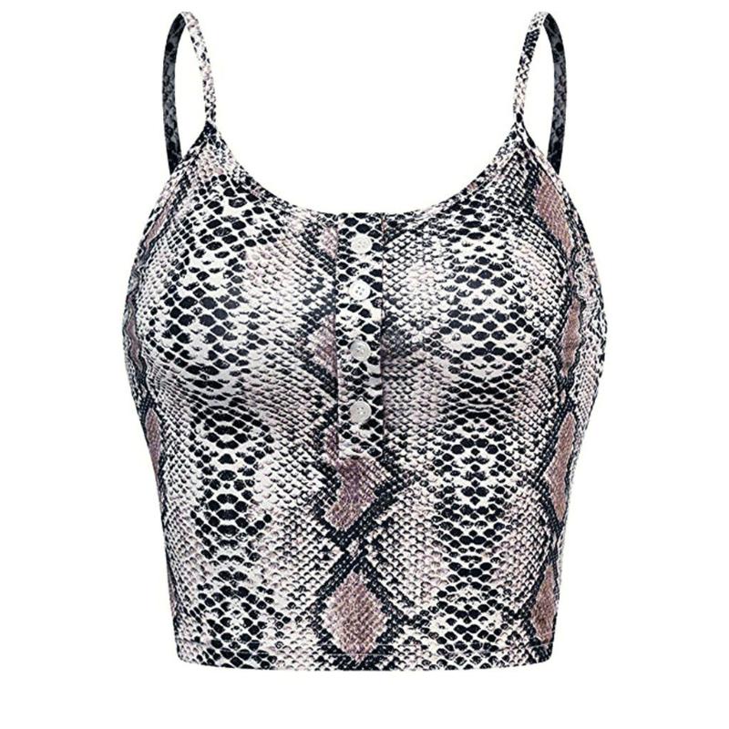 Womens Leopard Print Crop Top Sleeveless Camisole O-neck Button Up Snake Tattoo Print Vest Cami Tank Top Summer Cropped Feminino, Gold
Womens Leopard Print Crop Top Sleeveless Camisole O-neck Button Up Snake Tattoo Print Vest Cami Tank Top Summer Cropped Feminino, Gold