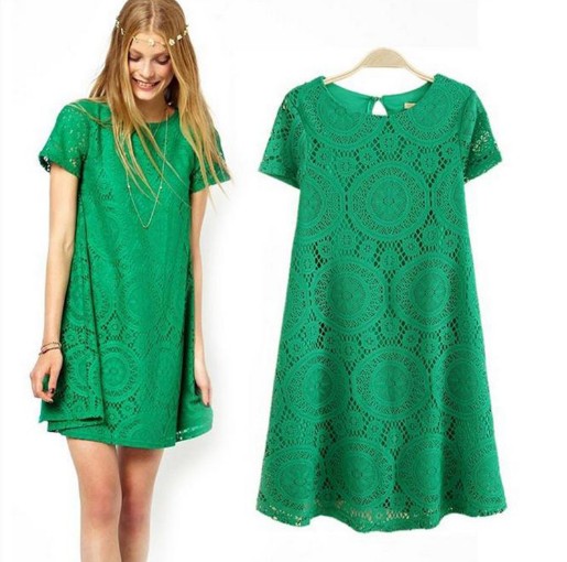 Women's Fashion Temperament Short-sleeved Strapless Lace Perspective Bottom Skirt Slim Dress Casual Female Solid Color S-4XL