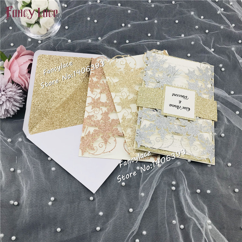 50pcs New Glitter Stars wedding invitation set envelope belly band Folding Invitation cards invites wedding decoration supply
50pcs New Glitter Stars wedding invitation set envelope belly band Folding Invitation cards invites wedding decoration supply