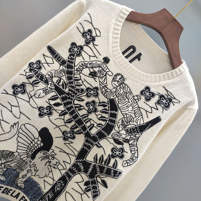 19FW Knitted Sweater Women Lady's Jungle Tiger Cashmere Sweatshirt Sweaters Streetwear Pullovers Outdoor Double Side, White
19FW Knitted Sweater Women Lady's Jungle Tiger Cashmere Sweatshirt Sweaters Streetwear Pullovers Outdoor Double Side, White