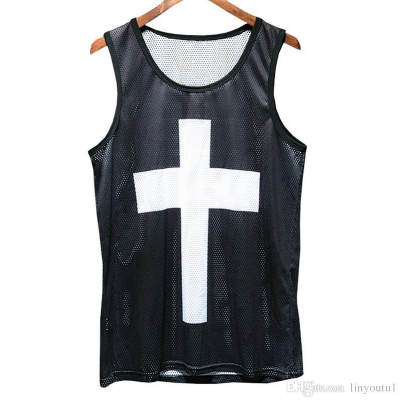 Tank Tops Men's 2019 Summer 3d Mesh Vest Fit Slim Sleeveless Tee Shirts Bodybuilding Clothing hot sale
