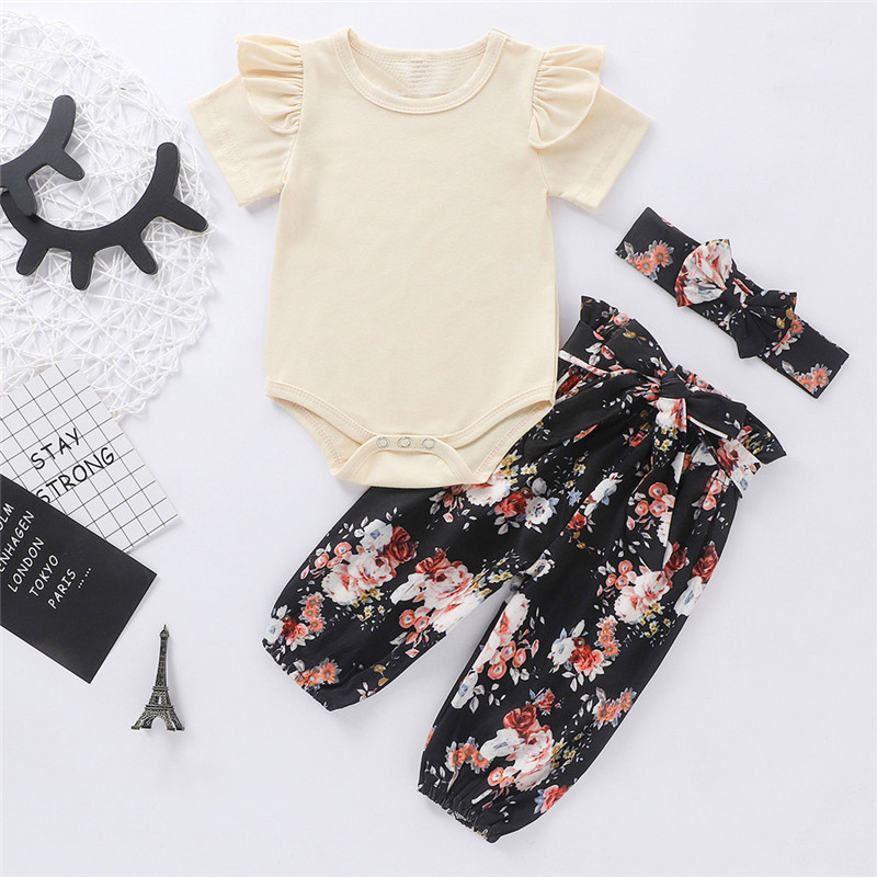 New Newborn Baby Girl Clothes Solid Short Sleeve Ruffle Romper+Floral Print Pants+Headband Outfits Clothes Baby Set, Yellow
New Newborn Baby Girl Clothes Solid Short Sleeve Ruffle Romper+Floral Print Pants+Headband Outfits Clothes Baby Set, Yellow
