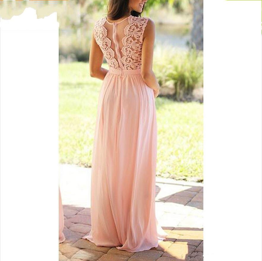 2019 New Peach Pink Cheap Bridesmaid Dresses Chiffon Floor Length Pleated Maid of Honor Dresses Long Wedding Party Dresses