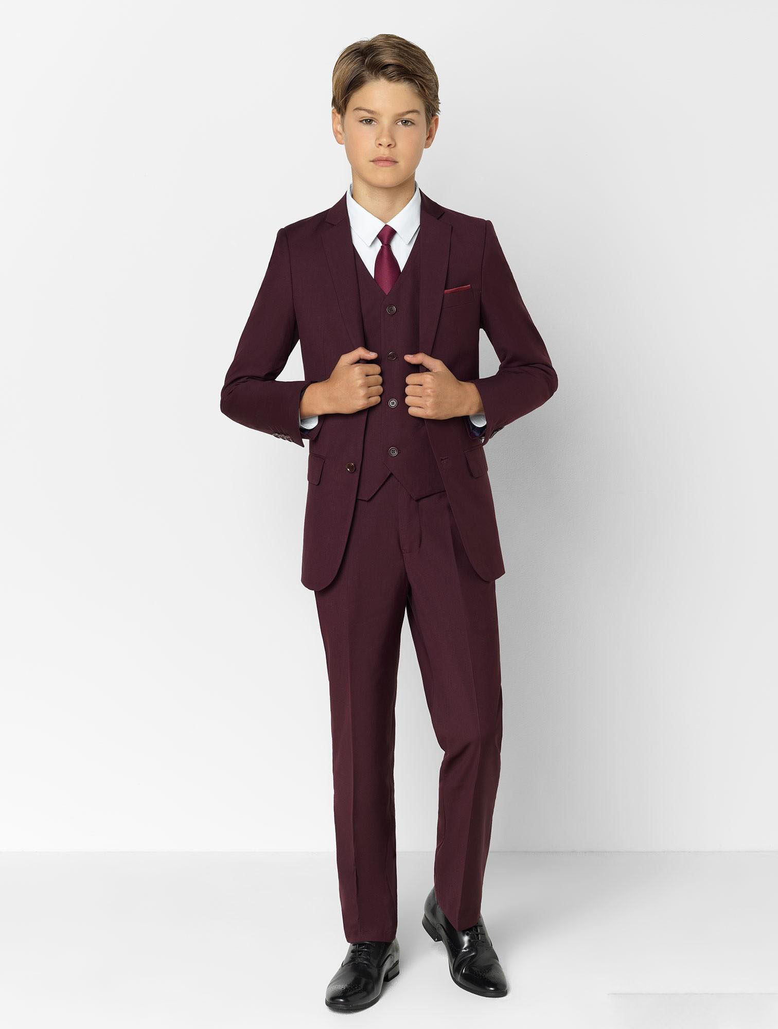 Dark Red Boys Tuxedo Boys Dinner Suits Boys Formal Suits Tuxedo for Kids Tuxedo Formal Occasion Suits For Little Men Three Pieces