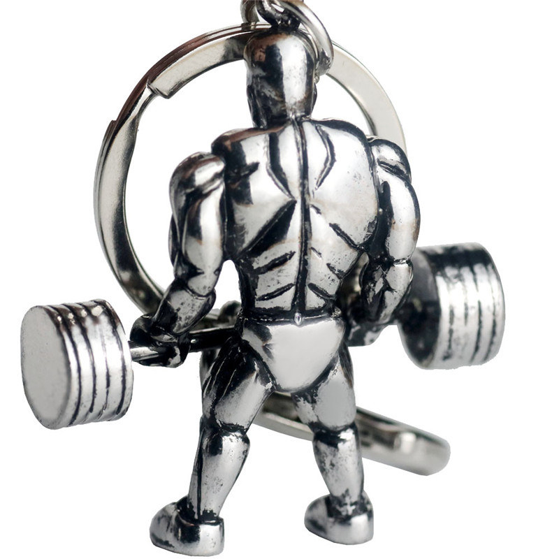 Fitness muscle male weightlifting dumbbell metal custom-made key chain fashion sports fitness series key chain