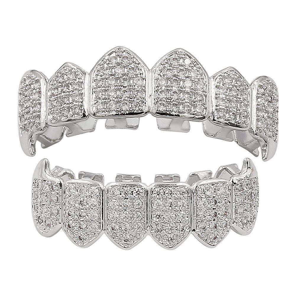 Teeth Grillz Luxury Men Women Grade Quality Cubic Zirconia Vampire Teeth Braces Street Fashion Platinum 18K Gold Hip Hop Dental Grills, Black
Teeth Grillz Luxury Men Women Grade Quality Cubic Zirconia Vampire Teeth Braces Street Fashion Platinum 18K Gold Hip Hop Dental Grills, Black