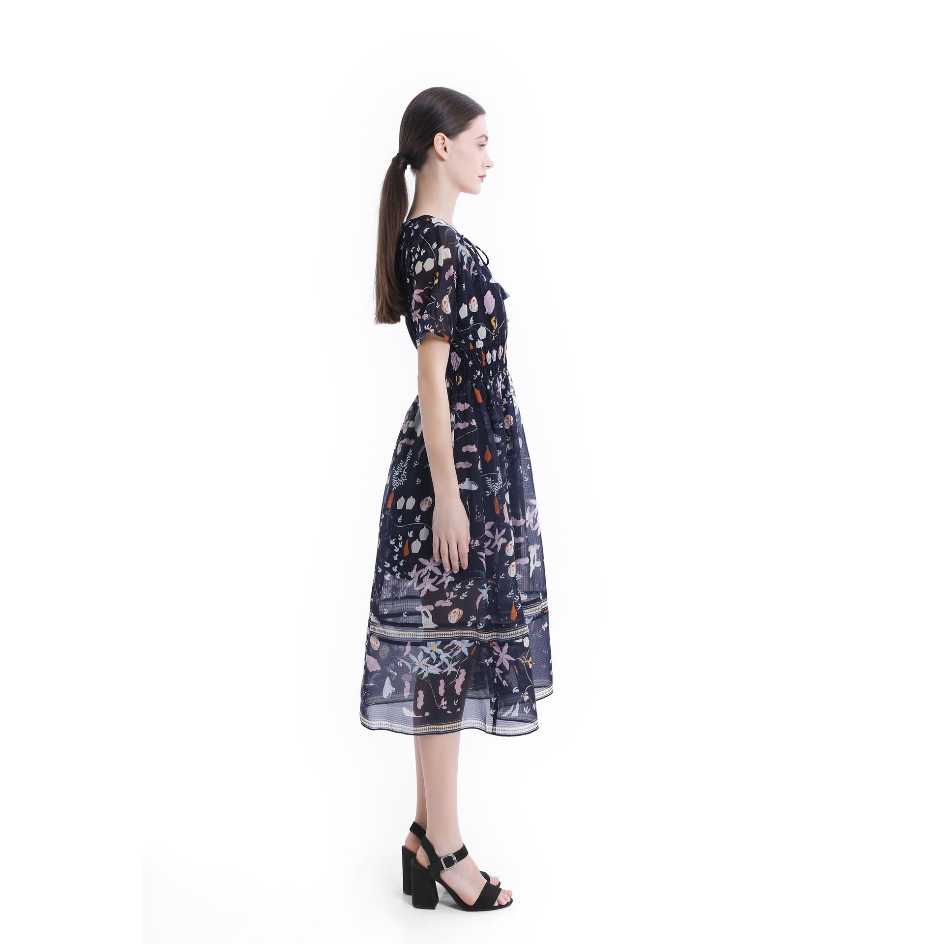 Dress Polyester Temperament Commute Womens Mid Calf Dresses Short Sleeves Spring Draped Modal Zebra Pattern Pullover nike