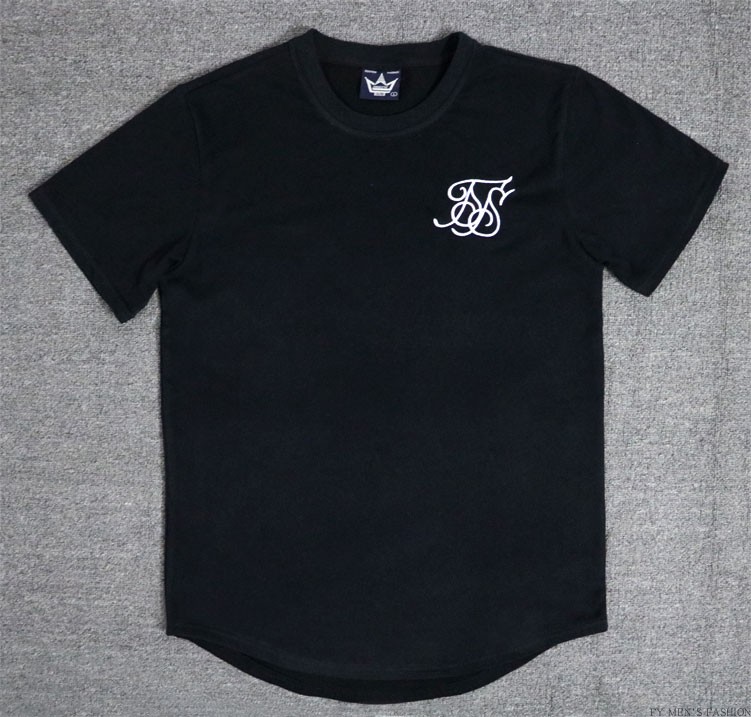 Fashion Summer fitness t shirt Men Hip Hop T Shirts Irregular Curved Hem Short Sleeved Cotton SikSilk T-shirt