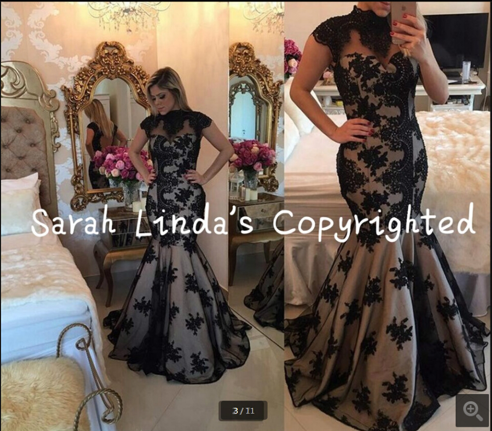 Vestidos De Novia Long 2019 Mermaid High Neck Cap Sleeve prom dress Beaded Black Lace appliques Backless Formal prom gowns, Yellow
Vestidos De Novia Long 2019 Mermaid High Neck Cap Sleeve prom dress Beaded Black Lace appliques Backless Formal prom gowns, Yellow
