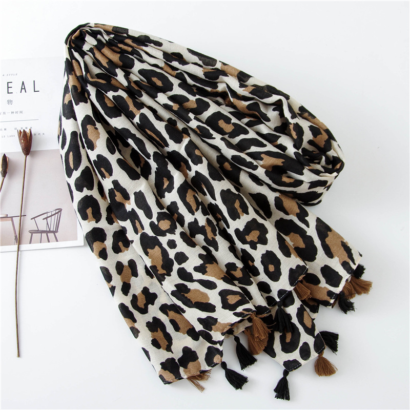 Fashion Women Leopard Print Scarf 180*90cm Leopard Stole Thin Cotton Warm Large Shawls and wraps foulard