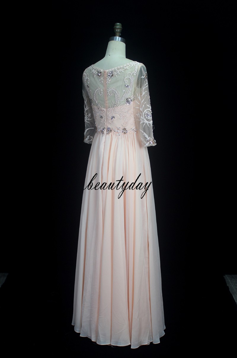 Mother's Dresses Mother Of The Bride Dress With A Line Chiffon Wedding Party Guest Plus Size Lace Full Length Flowing A-line Half Sleeve