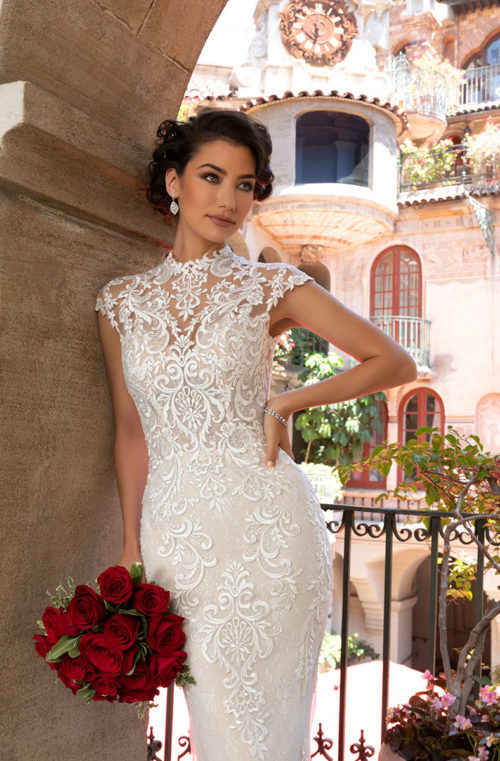 kitty chen mermaid wedding dresses lace appliques cap sleeve high neck bridal gowns sweep train custom made vestidos de novia