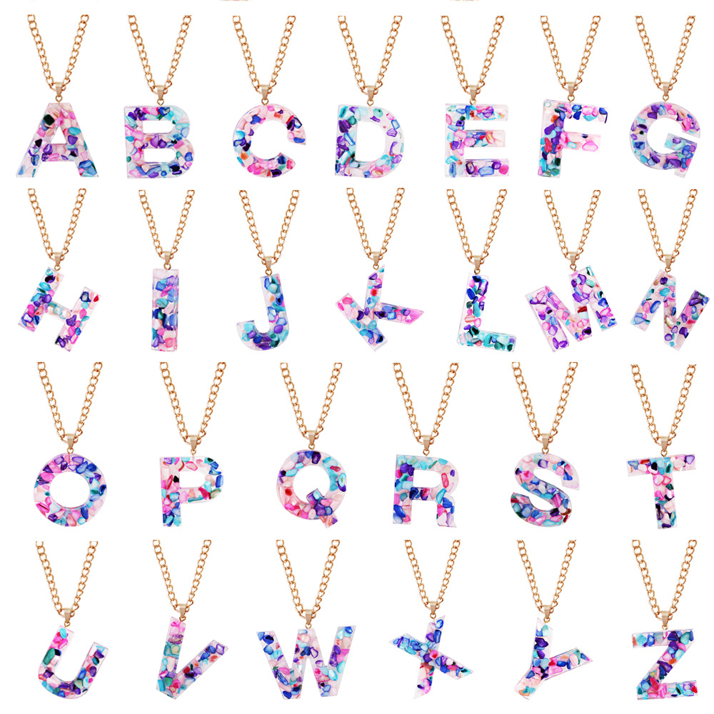New Arrival Multicolor Acrylic Acetic Acid Sheet Pendant Long Chain Necklace 26 Initial Letter Necklace Fashion Jewelry for Women
New Arrival Multicolor Acrylic Acetic Acid Sheet Pendant Long Chain Necklace 26 Initial Letter Necklace Fashion Jewelry for Women