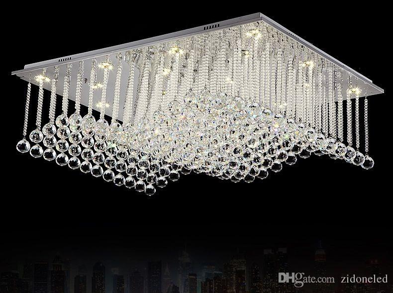 Modern Crystal Ceiling Lamp Rectangle Wave Crystals Chandelier Lighting Fixtures Surface Mounted Loyer GU10