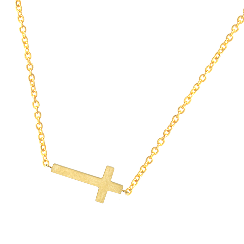 Fashion-Jesus Christian Jewelry Gold Color Cross Pendant Necklace Prayer Christ Mens Women Girl Kids Stainless Steel Chain Christmas Gift