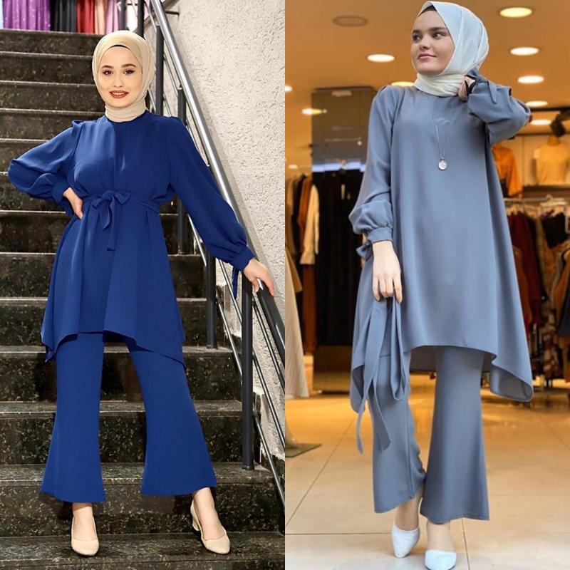 2020 Fashion Women Muslim Abaya Long Robe Casual Loose Pullover Tops+Pants Wide Leg Suits 2 Pieces Islamic Prayer Clothing Gown
2020 Fashion Women Muslim Abaya Long Robe Casual Loose Pullover Tops+Pants Wide Leg Suits 2 Pieces Islamic Prayer Clothing Gown