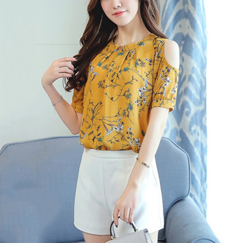 Floral Print Blouses Summer Off shoulder chiffon blouses shirt Women Casual Elegant Shirts, As picture
Floral Print Blouses Summer Off shoulder chiffon blouses shirt Women Casual Elegant Shirts, As picture