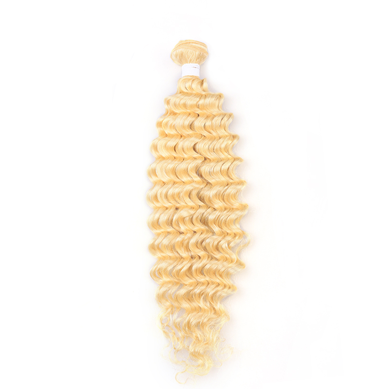 Brazilian Deep Wave 613 Blonde Human Hair Bundles With Closures Frontals Honey Platinum Virgin Hair