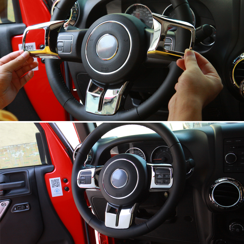 ABS Steering Wheel Buttons Decorative Cover 3pcs For Jeep Wrangler JK 2011-2017 High Quality Auto Interior Accessories