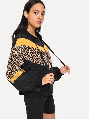 European Style Women 2018 Autumn Fashion Casual Leopard Print Patchwork Zipper Jacket Sexy Loose Hoodie Jackets Mujer, Black
European Style Women 2018 Autumn Fashion Casual Leopard Print Patchwork Zipper Jacket Sexy Loose Hoodie Jackets Mujer, Black