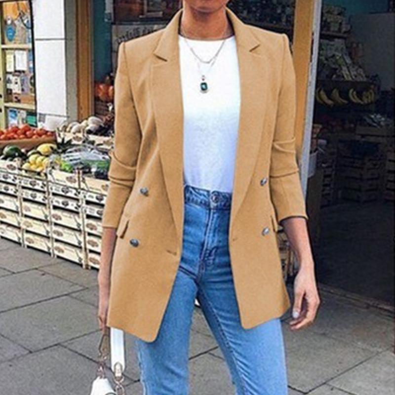 Womens Blazer Ladies Long Jacket Fashion Solid Double Breasted Office Blazers Coats Female Business Overcoat, Blue
Womens Blazer Ladies Long Jacket Fashion Solid Double Breasted Office Blazers Coats Female Business Overcoat, Blue