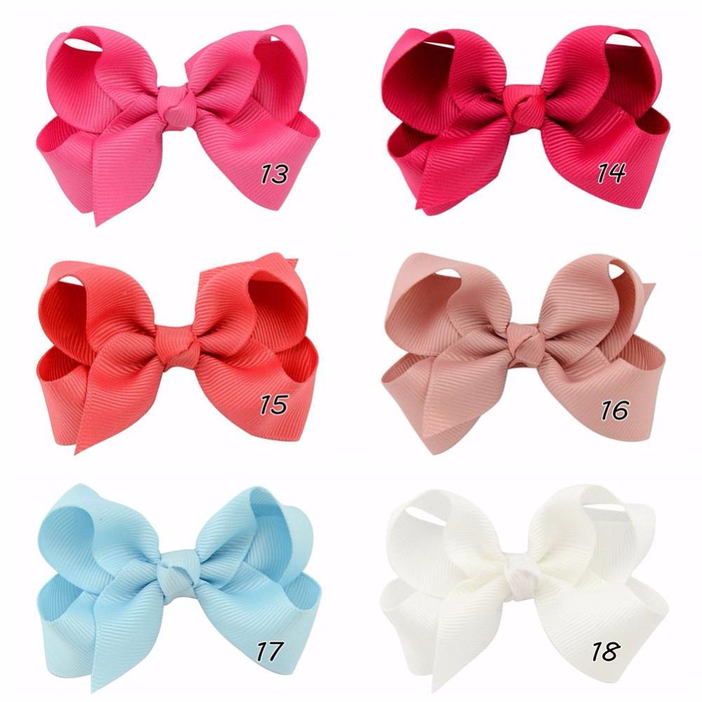 20pcs/Lot Korean 3 Inch Grosgrain Ribbon Hair Bows Accessories With Clip Boutique Bow Hairpins Hair Ornaments