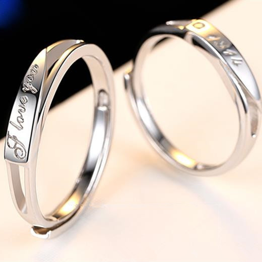 Wholesale- Ring Set Opening Adjustable Men and Women Fashion 925 Sterling Silver Platinum Ring Anniversary Party Gift Jewelry