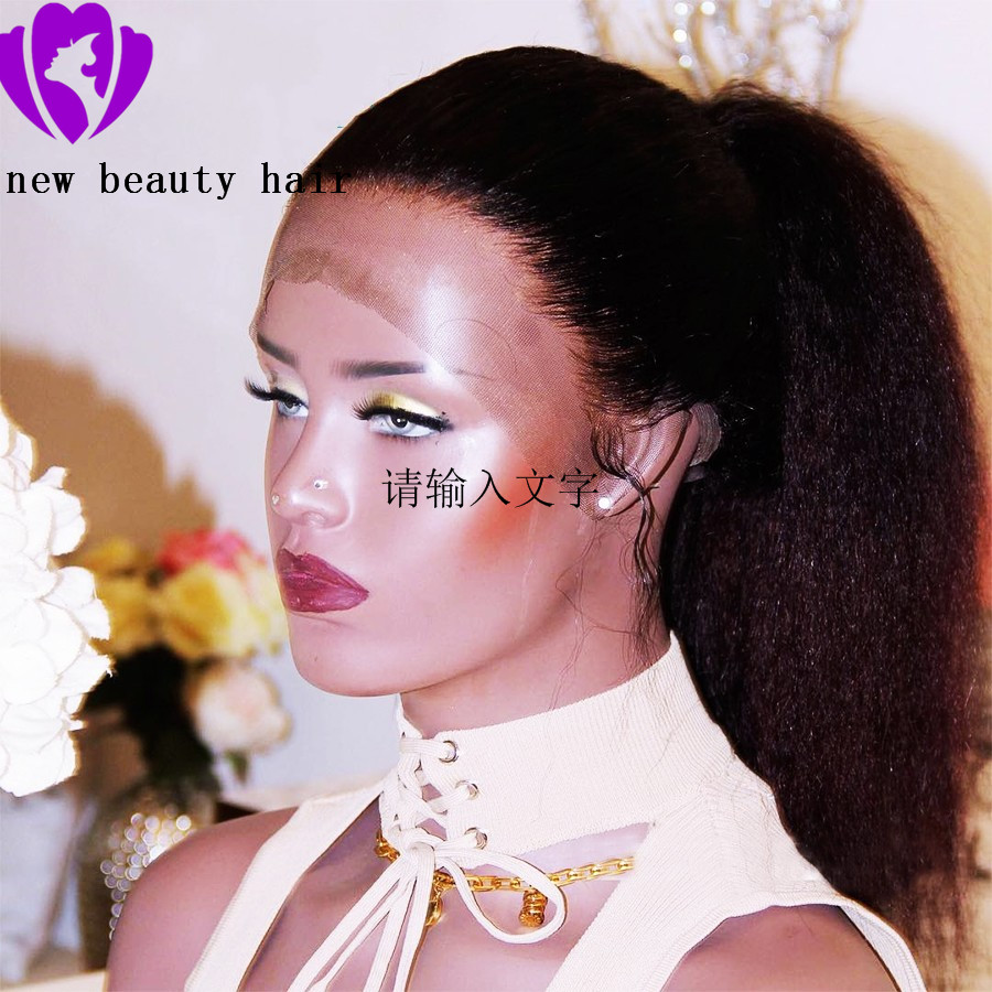 Yaki straight hair wigs lace front wig wholesale kinky straight synthetic lace front wig heat resistant for American black women