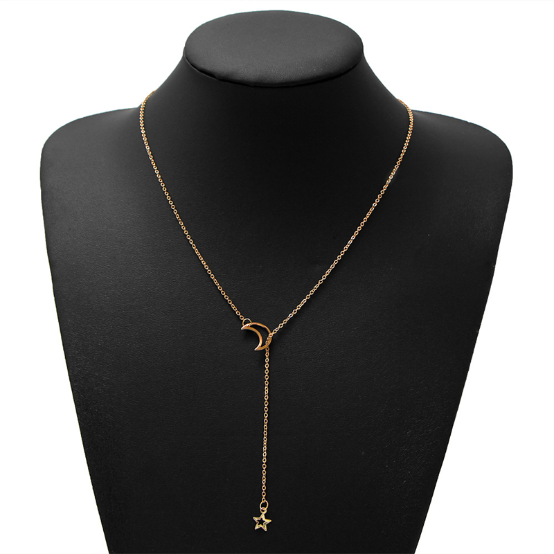 Star Moon Pendant Necklace Jewelry for Women Girls Gold Silver Fashion Trends Brand Charms Lobster Clasp Link Chain Choker Necklaces