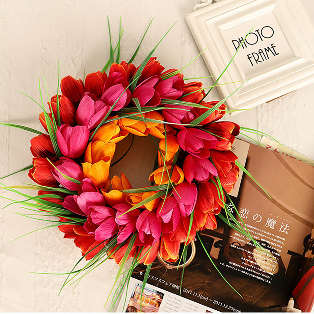 Wreath Silk flowers Pink Red Summer Artificial Tulip Front Door Wreath with Leaves Front Door Wall Decor for home#708g25
Wreath Silk flowers Pink Red Summer Artificial Tulip Front Door Wreath with Leaves Front Door Wall Decor for home#708g25