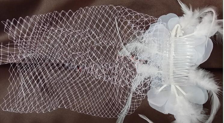 Birdcage Veils White Flowers Feather Birdcage Veil Bridal Wedding Hair Pieces Bridal Accessories cap veil hat