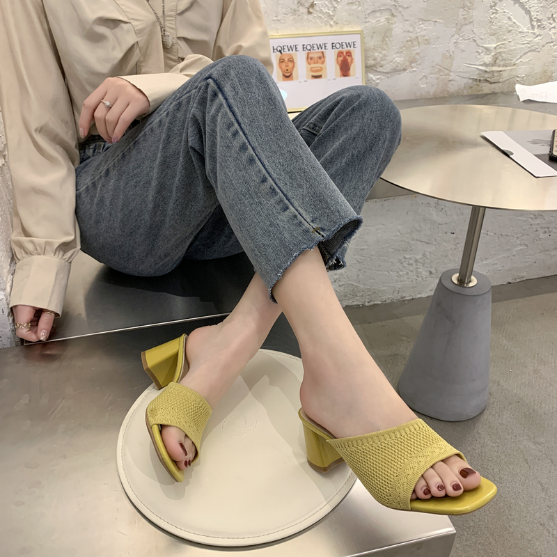 2020 Square Toe Knitted Elastic Slippers Women High Heel Slippers Sandals Women Shoes Summer Open Toe Sandals Zapatos Mujer, Black
2020 Square Toe Knitted Elastic Slippers Women High Heel Slippers Sandals Women Shoes Summer Open Toe Sandals Zapatos Mujer, Black