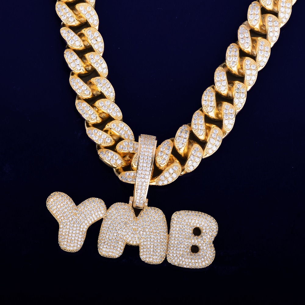 With 20MM 16inch Cuban Chain Men's Custom Name Necklace Bubble Letters Pendants Necklaces Ice Out Cubic Zircon Hip Hop Jewelry For Gift
With 20MM 16inch Cuban Chain Men's Custom Name Necklace Bubble Letters Pendants Necklaces Ice Out Cubic Zircon Hip Hop Jewelry For Gift