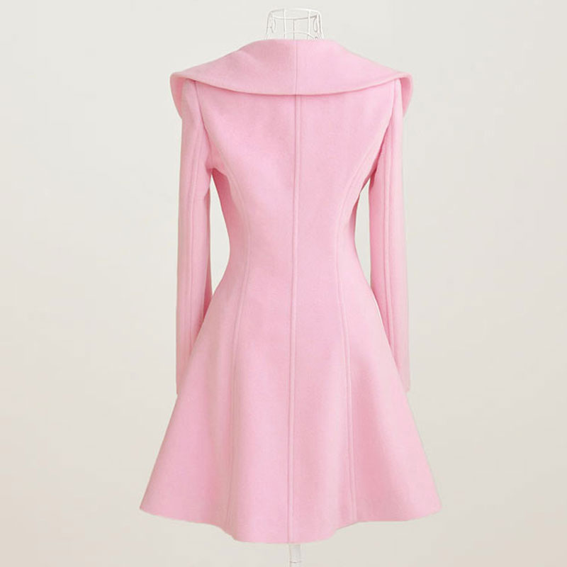 Women's Wool & Blends Woolen Coat For Women Autumn Fall Winter Outfit Elegant Ladies Cloth Long Ruffled Fur Overcoat