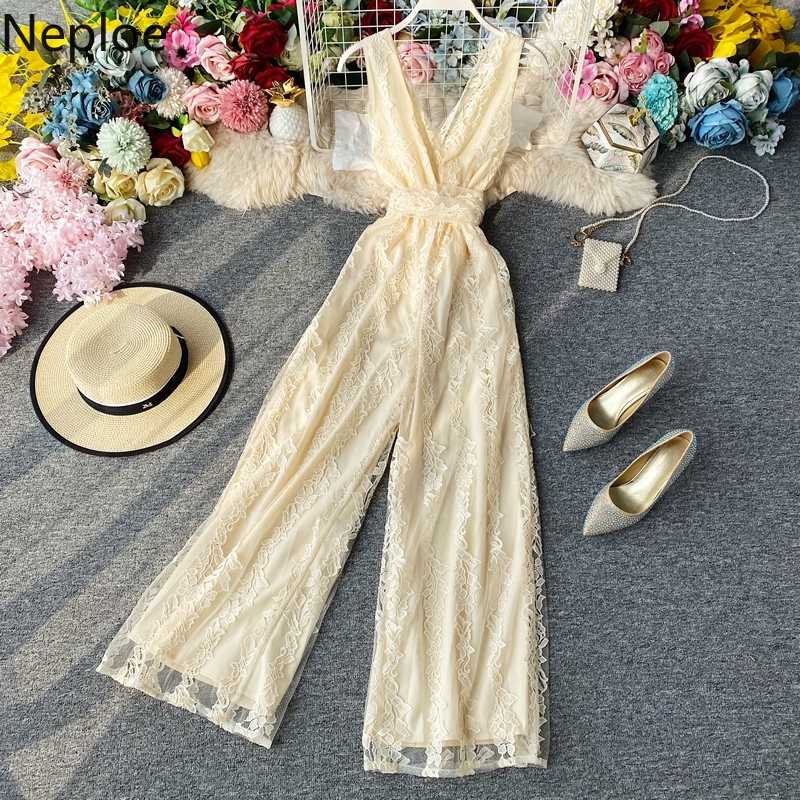 Neploe High Waist V Neck Sleeveless Women Lace Jumpsuits Bow Bandage Korean Slim Elegant Rompers 2020 Fashion Bodysuits 4B072, Creamy-white
Neploe High Waist V Neck Sleeveless Women Lace Jumpsuits Bow Bandage Korean Slim Elegant Rompers 2020 Fashion Bodysuits 4B072, Creamy-white