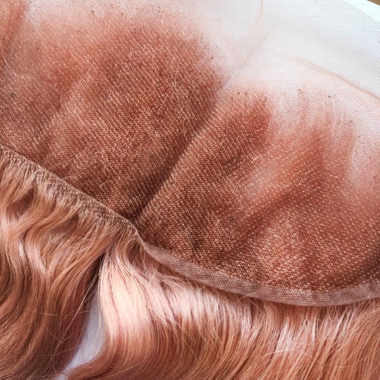 Wholesale Price Brazilian Virgin Hair Frontal 13x4 Unprocessed 100% Human Hair Bundles with Lace Closure Color Pink# Body Wave