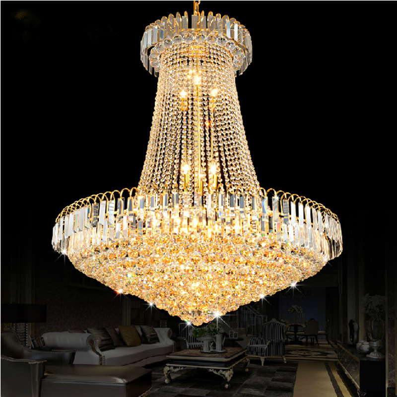 

Luxury Golden Crystal Chandelier Light Stair Light LED Flush Chandelier Lustres de Cristais Lustre cristal Diameter 40 60 80CM