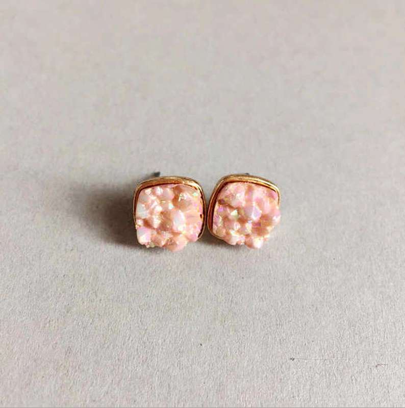 Crystal Cluster Square Stud Earrings Women Fashion Elegant Temperament Stainless Steel Designer Earrings