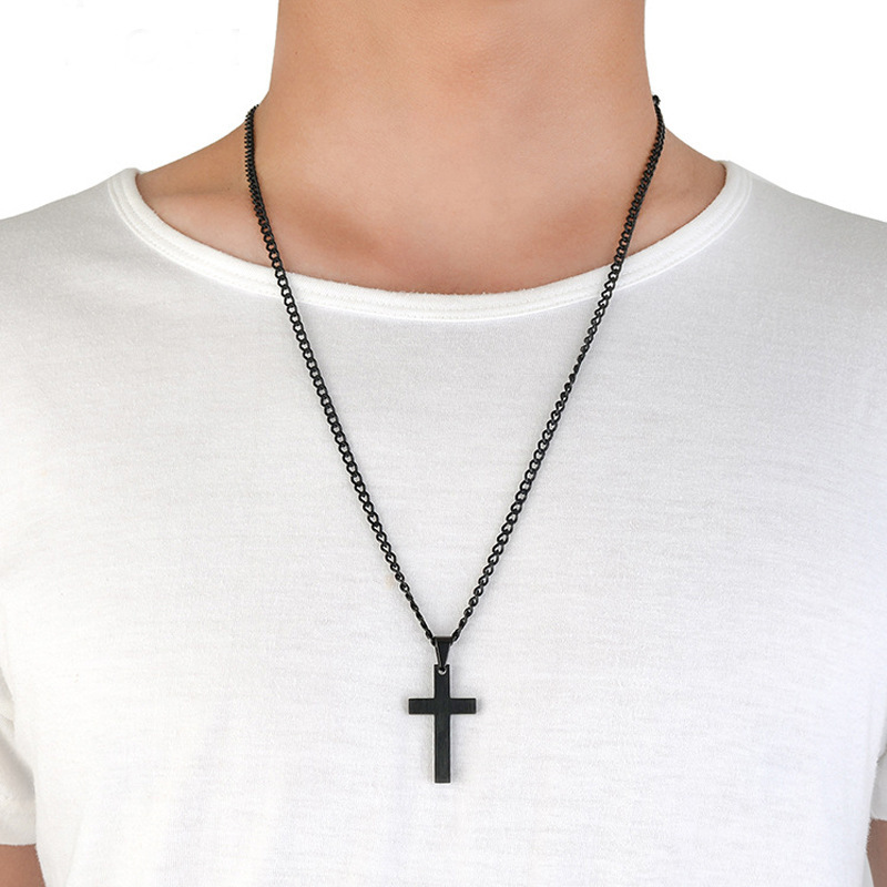 Classical Christian Cross Pendant Necklace for Men Women HipHop Religious Sweater Long Chain Smooth Surface Cross Jewelry Necklaces Women Fashion Gift