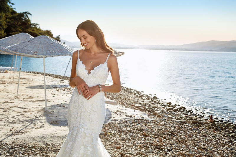 eddy k mermaid wedding dresses sexy spaghetti v neck lace appliqued satin bridal gowns country bohemian vintage beach wedding dress
