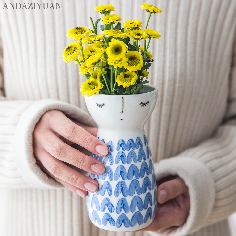 girl Vase Ceramic Home Decor Flower Pots Planters Porcelain Flower Vase Home Decor