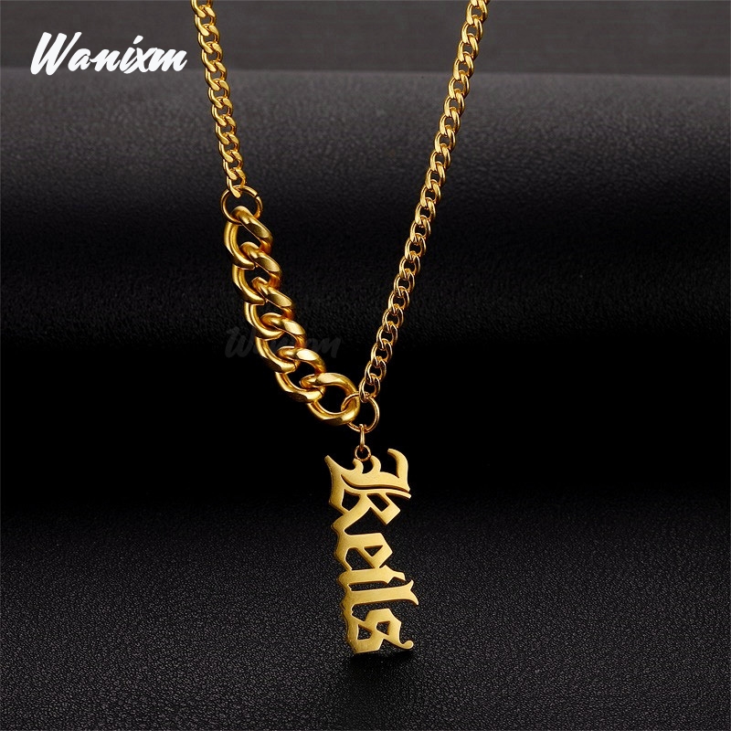 Chains Custom Name Necklace Pendant Hip-hop Nameplated Jewelry With Gold Cuban Chain Stainless Steel Choker Necklaces For Women Men
Chains Custom Name Necklace Pendant Hip-hop Nameplated Jewelry With Gold Cuban Chain Stainless Steel Choker Necklaces For Women Men