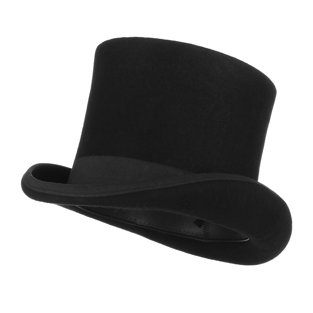 England Style Men Top Hat 100%wool Fedoras Mad Hatter Top Hats Traditional Flat Top President Hat Party Steampunk Magician Cap C19022301