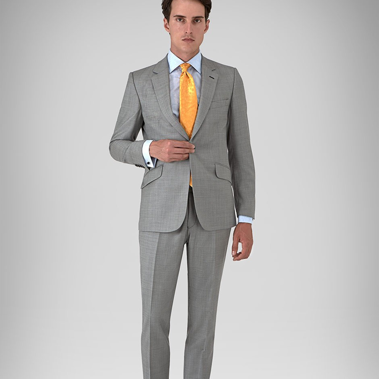 Classic Gray Mens Wedding Tuxedos 2019 Peaked Lapel One Button Groom Pants Suits Custom Made Handsome 2 Pieces Best Men Blazer