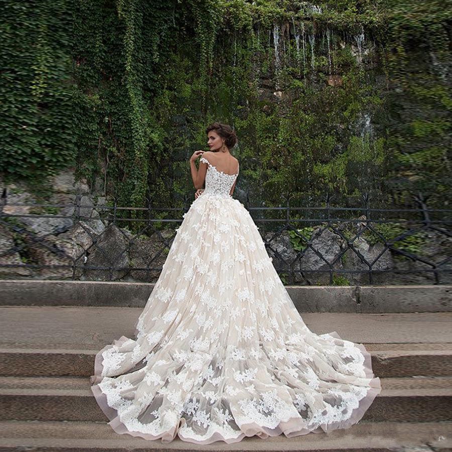 Turkey Ball Vintage Gown Wedding Off Shoulder Princess Lebanon Illusion Jewel Neck Lace Appliques Arab Bridal Dress Vestidos De Soiree