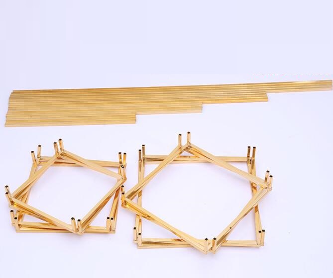 Gold color wedding decoration 4pcs/set Wedding flowers stand arrangement table centerpiece Iron geometric placed props