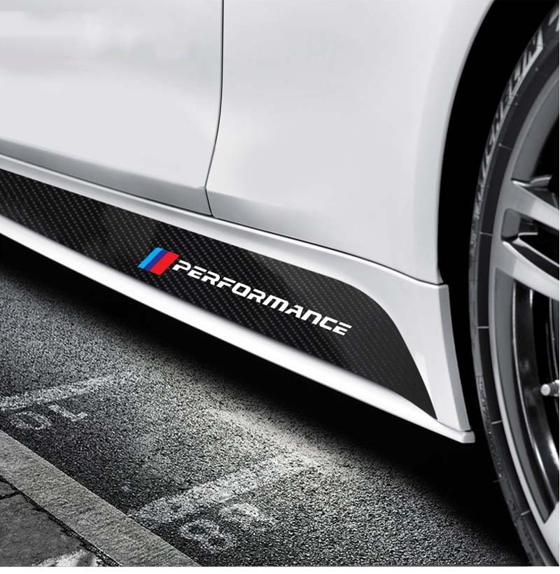 Car Styling Car Door Side Strips Sticker for bmw M Performance for BMW Motorsport Black Carbon Fiber Decals 5D Exterior Decoration