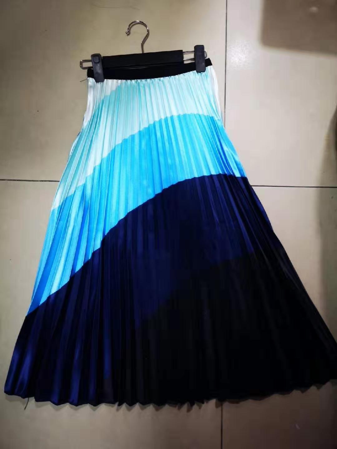 278 Long Skirt Women Skirts Girl Skirt Satin Printed Pleated 2019 Spring New Cartoon Pattern C19040401