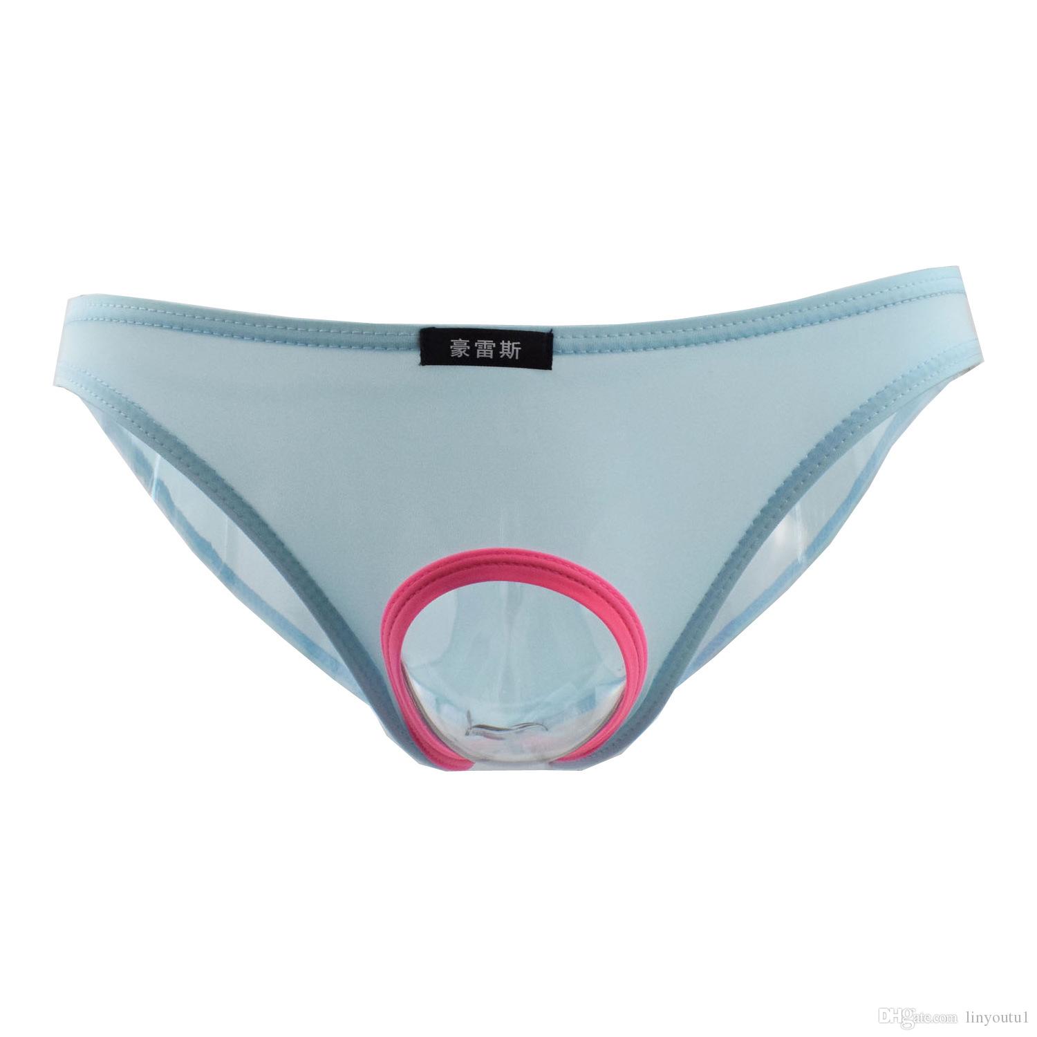 hot sale Sexy Mens Underwear Briefs Penis Hole Open Pouch Silk Panties For Men Gay Underpants Male Crotchless Slips Funny